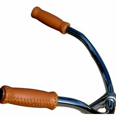 VELO Poignées De Guidon Vélo En Cuir Véritable Marron – Image 2
